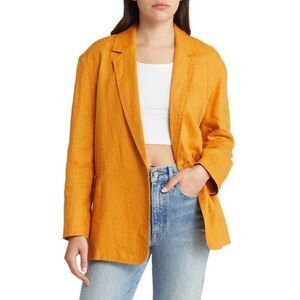 Madewell Double Breasted Crossover Linen Blazer Light Burnt Orange Size Large